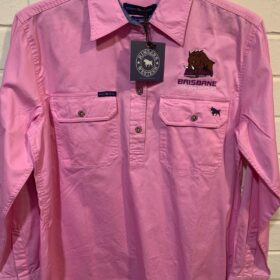 BHS Pentecost River Women’s Half Button Work Shirt Pastel Pink