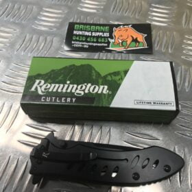 Remington F.A.S.T. Series R20003 Flipper 3.2″ Black Drop Point Combo Blade and Stainless Steel Handles