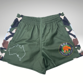 BHS Green Camo Footy Shorts with zip up pockets