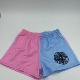 BB4X4 PINK & BLUE FOOTY SHORT WITH ZIP UP POCKETS