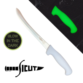 SICUT 8″ SEMI FLEX CURVED FILLET KNIFE WITH GLOW IN THE DARK HANDLE