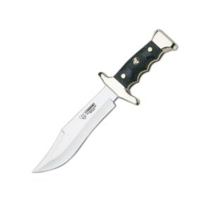 Bowie Knife with black ABS wood handle. 18 cm blade