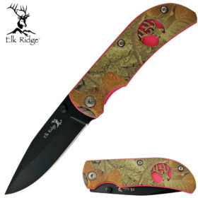 Elk Ridge – Camo Folding Knife with Pink Trim ER-120