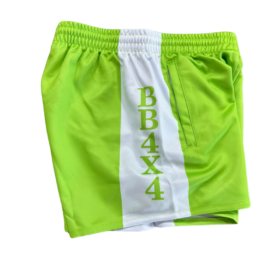 BB4X4 LIME FOOTY SHORT WITH ZIP UP POCKETS