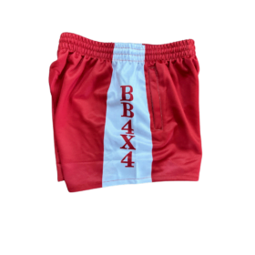 BB4X4 RED FOOTY SHORT WITH ZIP UP POCKETS